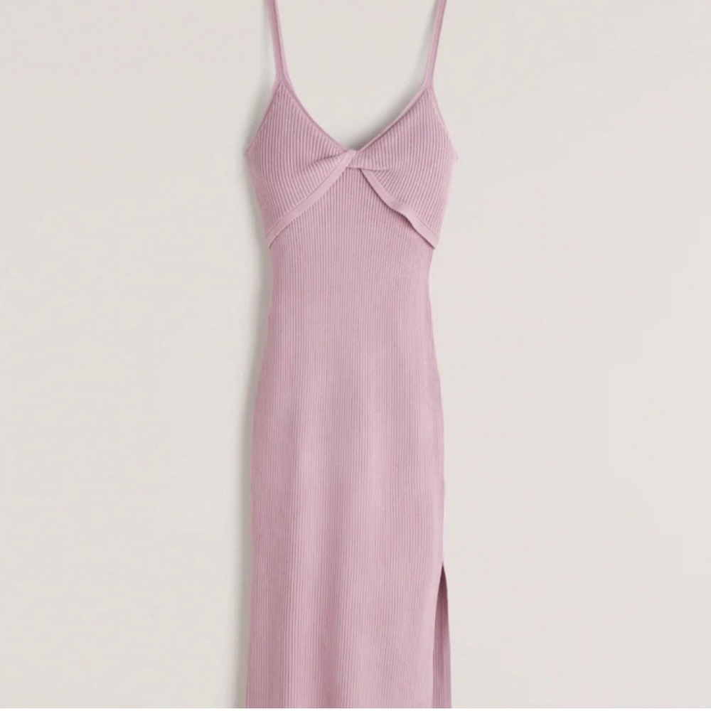 Abercrombie Twistfront Knit Midi Dress Pink